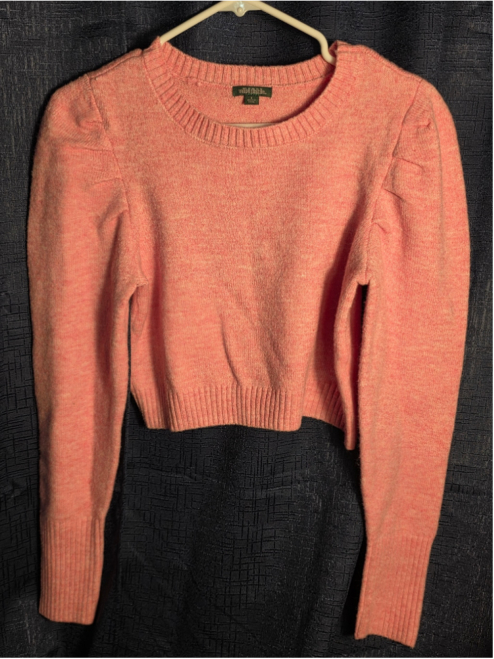 Women's Wild Fable Pink Crew Neck Puff Sleeve Cropped Sweater Size S preppy y2k